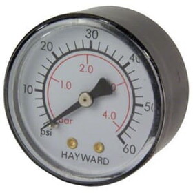 Hayward ECX27091 Pressure Gauge, 1/4&quot; Back Mount