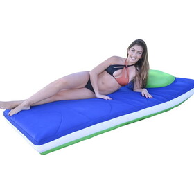 Main Access 305600 3' X 6' Oversized Floatingmatress. (Sky-Lime) Blue/Green Float W/ White Band And Built-In Pillows