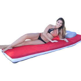 Main Access 305630 3' X 6' Oversized Floatingmatress. (Scarlet-Gray) Red/Gray Float W/ White Band And Built-In Pillows