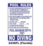 2436FL 24" X 36" Florida Pool Rules New Sign