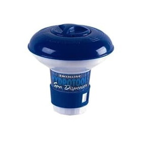 Swimline 8715 HydroTools Spa Mini Floating Chemical Dispenser, Blue &amp; White, for Use with 1&quot; Tablets