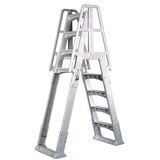 SLA-T Vinyl Works A-Frame Ladder - Tan 4 Tread With Anti-Entrapment Barrier, 18 Inside Tread Width & Exterior Ladder Slide-Lock Design - Fits Most 48 To 56 Above Ground Pools, Rated To 300 Lb