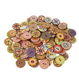 TOPTIE 300 PCS Wooden Sewing Buttons Assorted for Craft DIY Handcraft Christmas Buttons Decorative for Crafts Arts Ornament Decoration Mixed Color Painting Knitting Colored 0.8 inch (20mm) 2 Holes