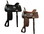 Double T Saddlery 15", 16", 17" Nylon Cordura Saddle With Suede Leather Seat And Leather Jockeys, 15",Brown