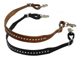 Showman 11058 1.25" wide leather wither strap with crystal studs