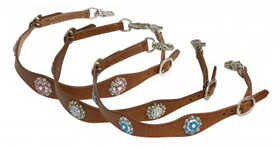 Showman 11065 Scalloped leather wither strap with crystal rhinestone conchos