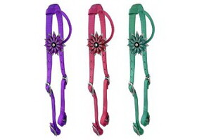 Showman 14590 Colorful Nylon One Ear Headstall with 3D Flower Accent