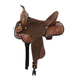 Double T Saddlery 14813 Cocoa Daisies Spinal Relief Barrel Saddle - 15, 16 Inch