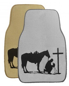 1531 26" X 17" Praying cowboy floor mats for car or truck. Sold in pairs