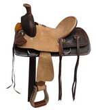 Double T Saddlery 1580810 Youth Hard Seat Roper Style Saddle With Tooling - 10 Inch
