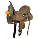 Double T Saddlery 1585813 Youth Hard Seat Barrel Style Saddle - 13 Inch