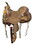 Double T Saddlery 1586312 12" Hard Seat Barrel Style Saddle With Cheetah Seat And Leather Tassels