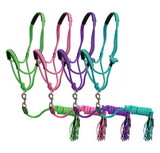 Showman 16219 Pony Braided nylon cowboy knot rope Halter with lead