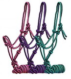 Showman 16264 Pony/Small Horse Braided nylon cowboy knot rope Halter with 7' lead