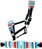 Showman 16818 Adjustable black nylon bronc halter with a padded southwest print noseband and crown