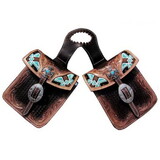 Showman 176822 Basketweave Tooled Leather Horn Bag with Beaded Inlay