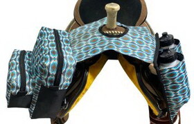 Showman 178566 Gray Blue Aztec Print Nylon Horn Bag