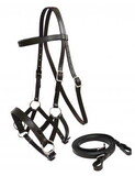 Showman 18216X Leather bitless bridle with reins