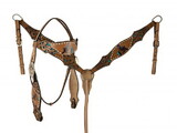 Showman 202011 Hand painted barrel racer design headstall and breast collar set with conchos.*REINS NOT INCLUDED*