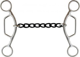 Showman 219700 stainless steel sliding gag bit with 6.25" cheeks. Blued steel 5.25" chain mouth piece