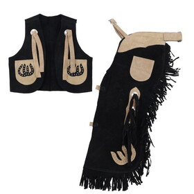 Showman 2441 Kid's Suede Chaps and Vest with Horsehoe Design