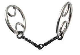 Showman 25032 stainless steel divided O-ring sweet iron snaffle. 5 1/4" broken, twisted wire mouth piece with a 3" O-ring style cheek