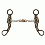 Showman 256782Q Antique brown steel shank bit with silver overlay and a copper ring stainless steel dogbone mouth