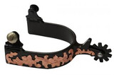 Showman 258102U Brown steel spur with rose gold engraved overlay