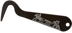 Showman 261028 Team roping brown steel silver engraved hoof pick. Measures 6" long