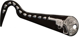 Showman 261102 6" Brown steel hoof pick with silver gun and silver accents