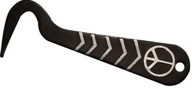 Showman 261103 6" Brown steel hoof pick with silver peace sign with silver accents