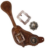 Showman 30607 Mens Size Spur Straps With Copper Praying Cowboy Concho