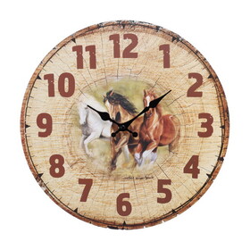 Country Side Running Horses Clock
