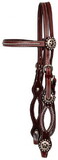 Showman 472 Leather browband headstall and reins with Texas star conchos and split cheeks