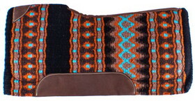 Showman 4915 34" x 36" x 3/4" Turquoise, orange and black colored memory felt bottom saddle pad