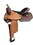 Double T Saddlery 506016 16" Barrel Style Saddle With Amber Colored Rhinestones And Floral Tooling