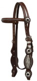 Showman 535 Leather double stitched silver beaded browband headstall with texas star conchos