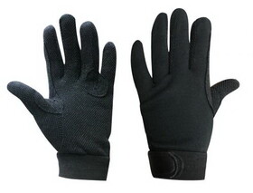 64336 Breathable cotton knit reinforced riding gloves with pebbled palms and Velcro closure