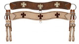 Showman 7170 leather tripping collar with hair on cowhide cross
