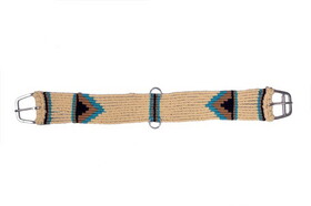 Showman 75108 Cotten Blend Tan straight string girth with SS Roller Buckle with Southwest Design