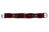Showman 75110 Mohair straight string girth with Stainless Steel Roller Buckle with Aztec Design - brown, tan, and teal