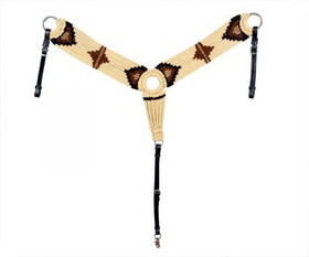 Showman 75111B Cotton Blend Multi Strand Southwest Design Breastcollar - brown and cream