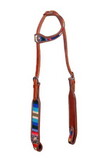 Showman 8064 Leather one ear headstall with serape blanket inlay