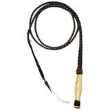 92256 6 foot Leather braided bull whip with wooden handle