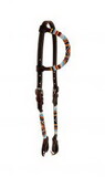 Showman AE-130 Beaded one ear headstall with southwest design, Argentina Cow leather