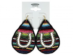 AE3868MT Teardrop shaped beaded Horseshoe cutout Earring