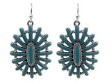 AE3884-ASTQ Western Oval Dangle Earrings with Turquoise Starburst Stone