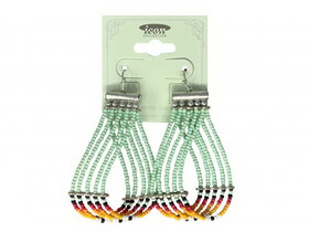 AE4447-MIMT Tri Color beaded dangle earrings with hook back
