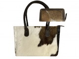 Showman BG-816 Brown & White Hair on Cowhide Shoulder Bag and Wallet Set