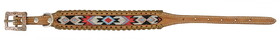 Showman Couture DC-35 Genuine leather dog collar with beaded inlay - red, white, and black